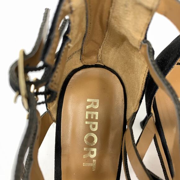 Report Kareena Cage Heels Womens Size 9 Faux Leather Strappy Black - Picture 4 of 8